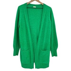 Next Cardigan Sweater Solid Grass Green Open Front Pockets | Size 15 Year XS/S